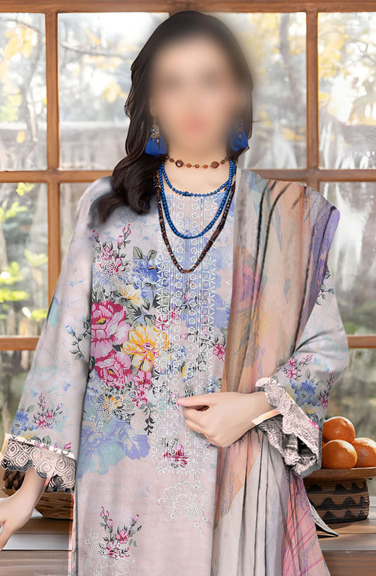 Sahil Embroidered Lawn Unstitched 3 Piece Suit - Design-06 - AK25SHL3 - Grey - Summer Collection