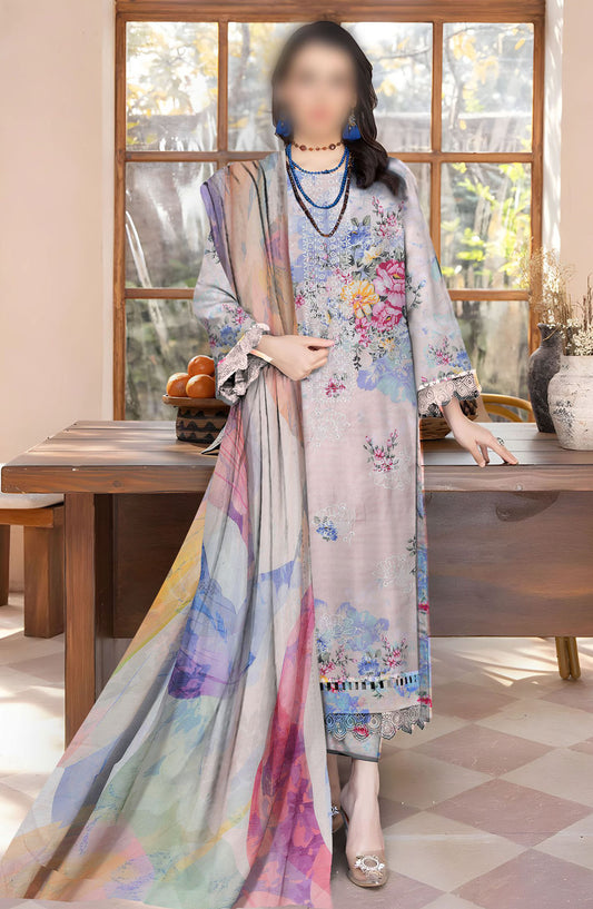 Sahil Embroidered Lawn Unstitched 3 Piece Suit - Design-06 - AK25SHL3 - Grey - Summer Collection