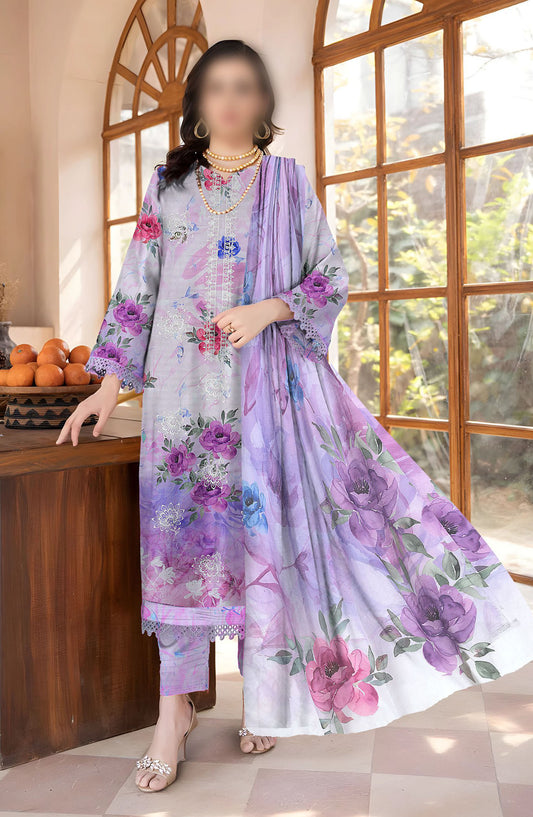 Sahil Embroidered Lawn Unstitched 3 Piece Suit - Design-05 - AK25SHL3 - Purple - Summer Collection