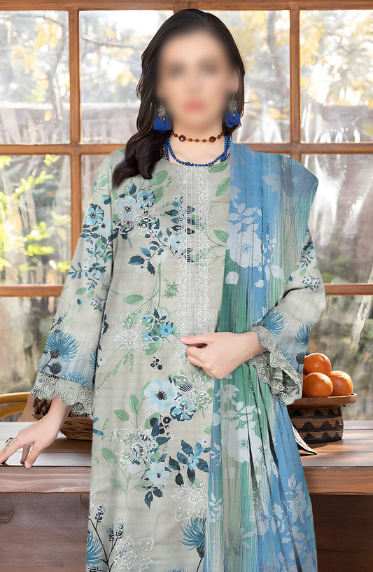 Sahil Embroidered Lawn Unstitched 3 Piece Suit - Design-04 - AK25SHL3 - Blue - Summer Collection