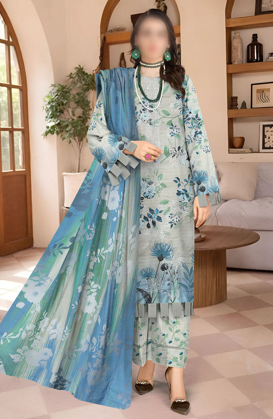 Sahil Embroidered Lawn Unstitched 3 Piece Suit - Design-04 - AK25SHL3 - Blue - Summer Collection