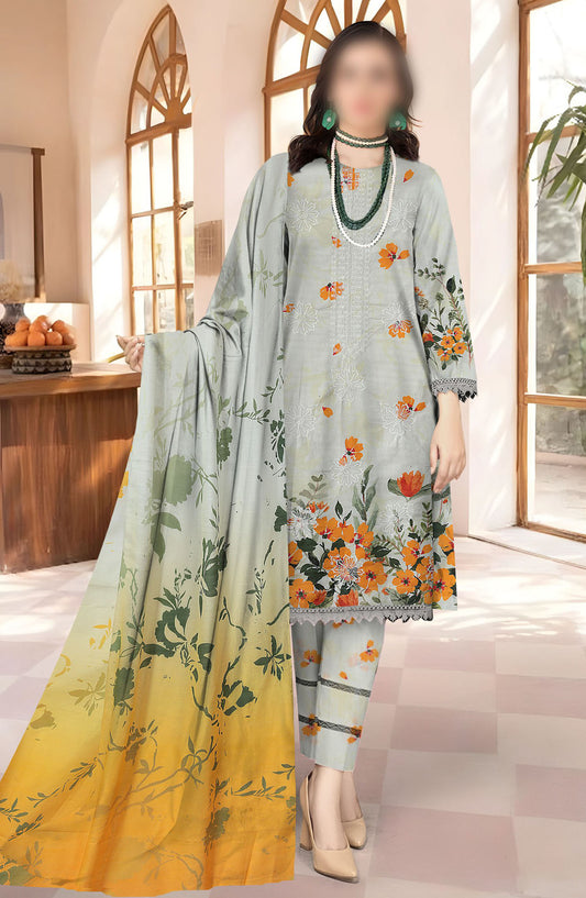 Sahil Embroidered Lawn Unstitched 3 Piece Suit - Design-02 - AK25SHL3 - Green - Summer Collection