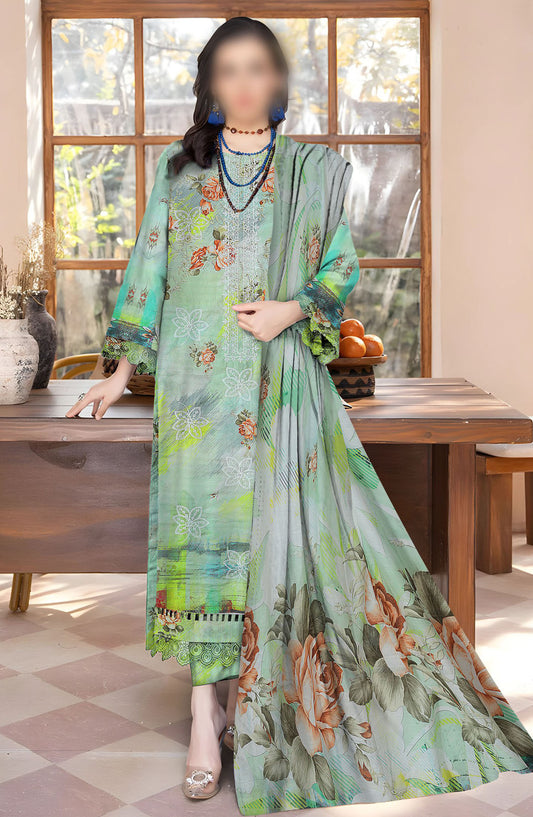 Sahil Embroidered Lawn Unstitched 3 Piece Suit - Design-01 - AK25SHL3 - Green - Summer Collection