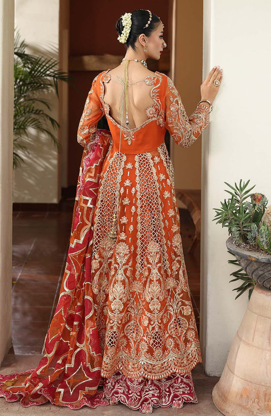 Saiyara by Imrozia Luxury Formal Embroidered Organza Unstitched 3 Piece Suit - I-234 ZARMIN - IMP25SAY - Rust Orange - Festive Collection