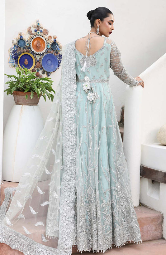 Saiyara by Imrozia Luxury Formal Embroidered Organza Unstitched 3 Piece Suit - I-238 ZYLAH - IMP25SAY - Aqua - Festive Collection