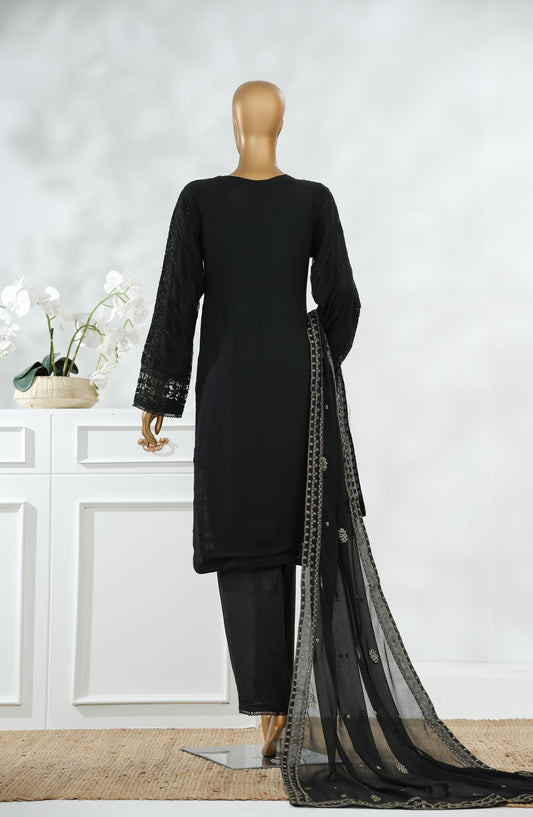 Sajni by Amna Khadija Luxury Embroidered Chiffon Stitched 3 Piece Suit - SLCP-05 - AM25SJNI - Black - Festive Collection