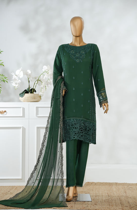 Sajni by Amna Khadija Luxury Embroidered Chiffon Stitched 3 Piece Suit - SLCP-04 - AM25SJNI - Green - Festive Collection