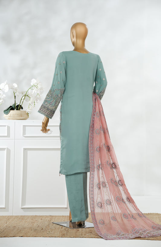 Sajni by Amna Khadija Luxury Embroidered Chiffon Stitched 3 Piece Suit - SLCP-02 - AM25SJNI - Light Blue - Festive Collection