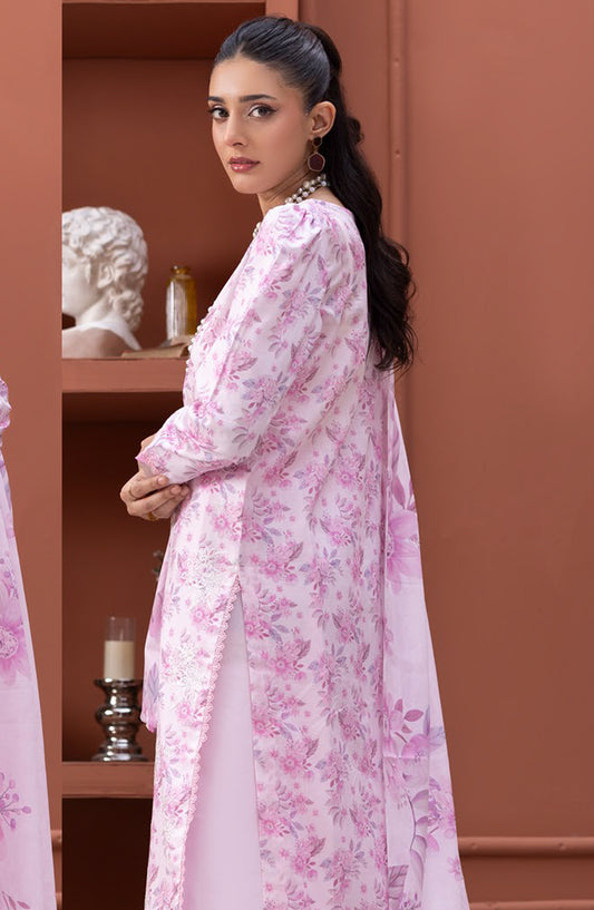 Sanam Saeed Premium Embroidered Lawn Unstitched 3 Piece Suit - D-08 - SS26PRL - Pink - Summer Collection