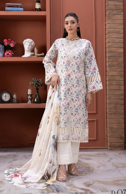Sanam Saeed Premium Embroidered Lawn Unstitched 3 Piece Suit - D-07 - SS26PRL - Multi - Summer Collection