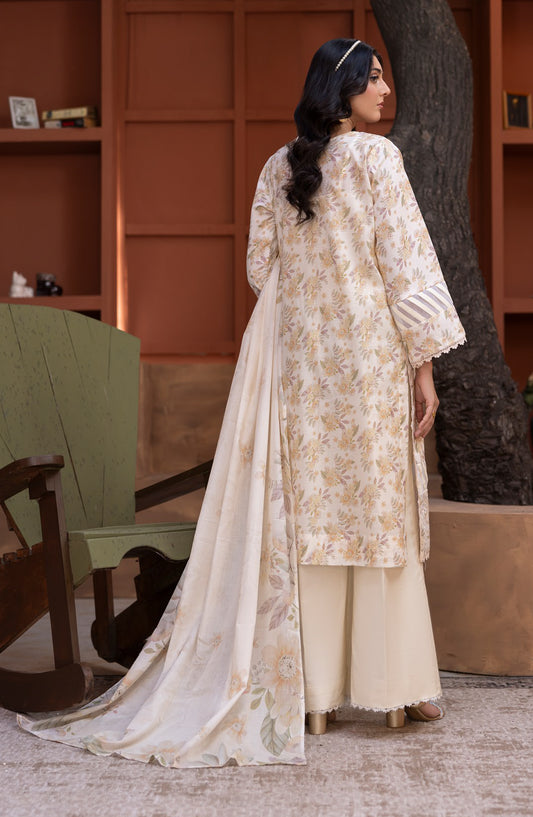 Sanam Saeed Premium Embroidered Lawn Unstitched 3 Piece Suit - D-01 - SS26PRL - Fawn - Summer Collection