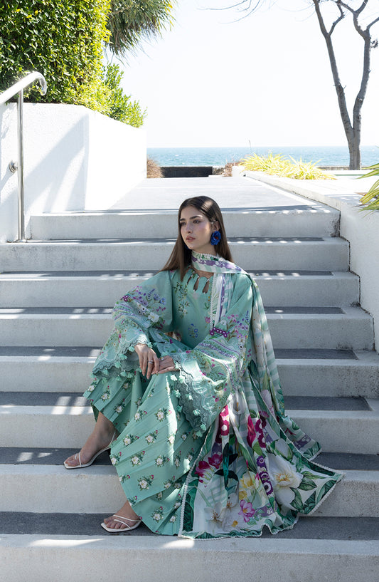 Santorini by Elaf Premium Digital Printed Lawn Unstitched 3 Piece Suit - EPN-7A TEAL ME - EL26SNT - Sea Green - Summer Collection
