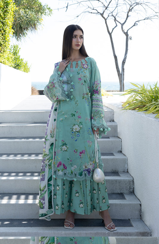 Santorini by Elaf Premium Digital Printed Lawn Unstitched 3 Piece Suit - EPN-7A TEAL ME - EL26SNT - Sea Green - Summer Collection
