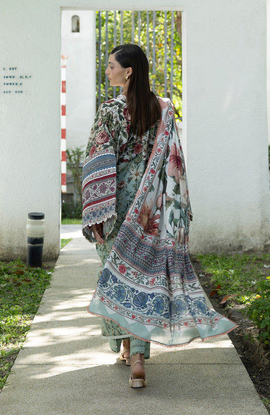 Santorini by Elaf Premium Digital Printed Lawn Unstitched 3 Piece Suit - EPN-6B OPALINE GARDEN - EL26SNT - Green - Summer Collection