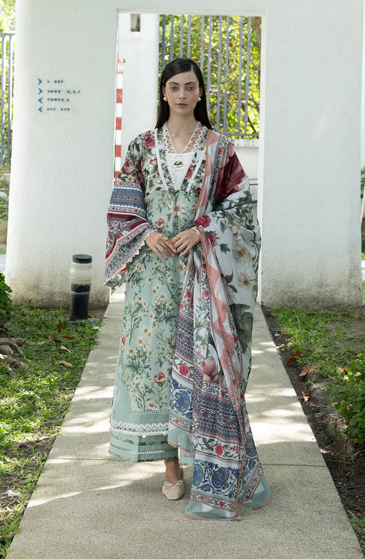Santorini by Elaf Premium Digital Printed Lawn Unstitched 3 Piece Suit - EPN-6B OPALINE GARDEN - EL26SNT - Green - Summer Collection