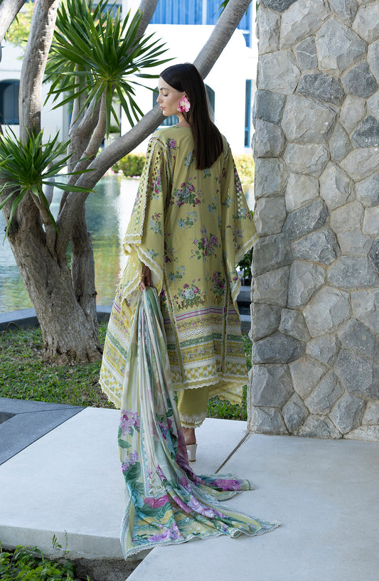 Santorini by Elaf Premium Digital Printed Lawn Unstitched 3 Piece Suit - EPN-4A AVOCADO - EL26SNT - Yellow - Summer Collection