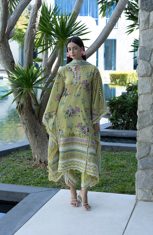 Santorini by Elaf Premium Digital Printed Lawn Unstitched 3 Piece Suit - EPN-4A AVOCADO - EL26SNT - Yellow - Summer Collection