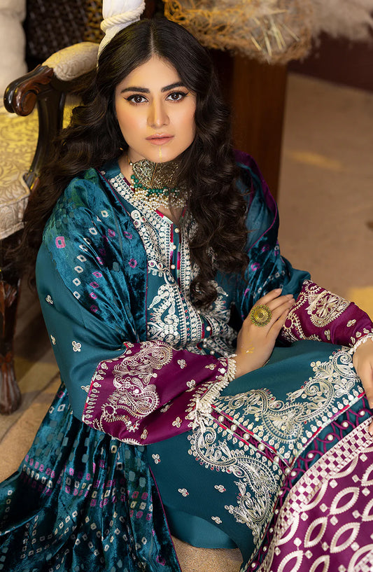 Saqqara by Bin Ilyas Embroidered Kotrai Unstitched 3 Piece Suit - 804-B - BL25SQR - Blue - Winter Collection