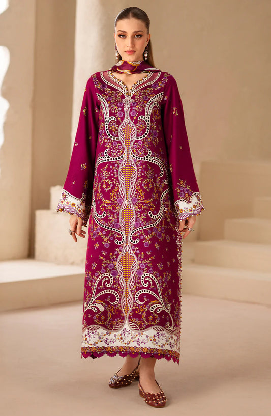 Saqqara by Bin Ilyas Embroidered Kotrai Unstitched 3 Piece Suit - 167-A - BL25SQR - Pink - Winter Collection