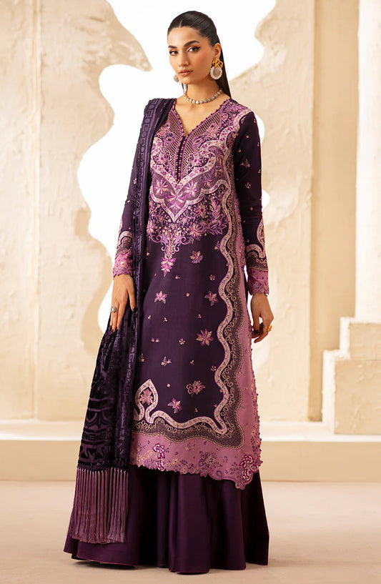Saqqara by Bin Ilyas Embroidered Kotrai Unstitched 3 Piece Suit - 163-B - BL25SQR - Purple - Winter Collection