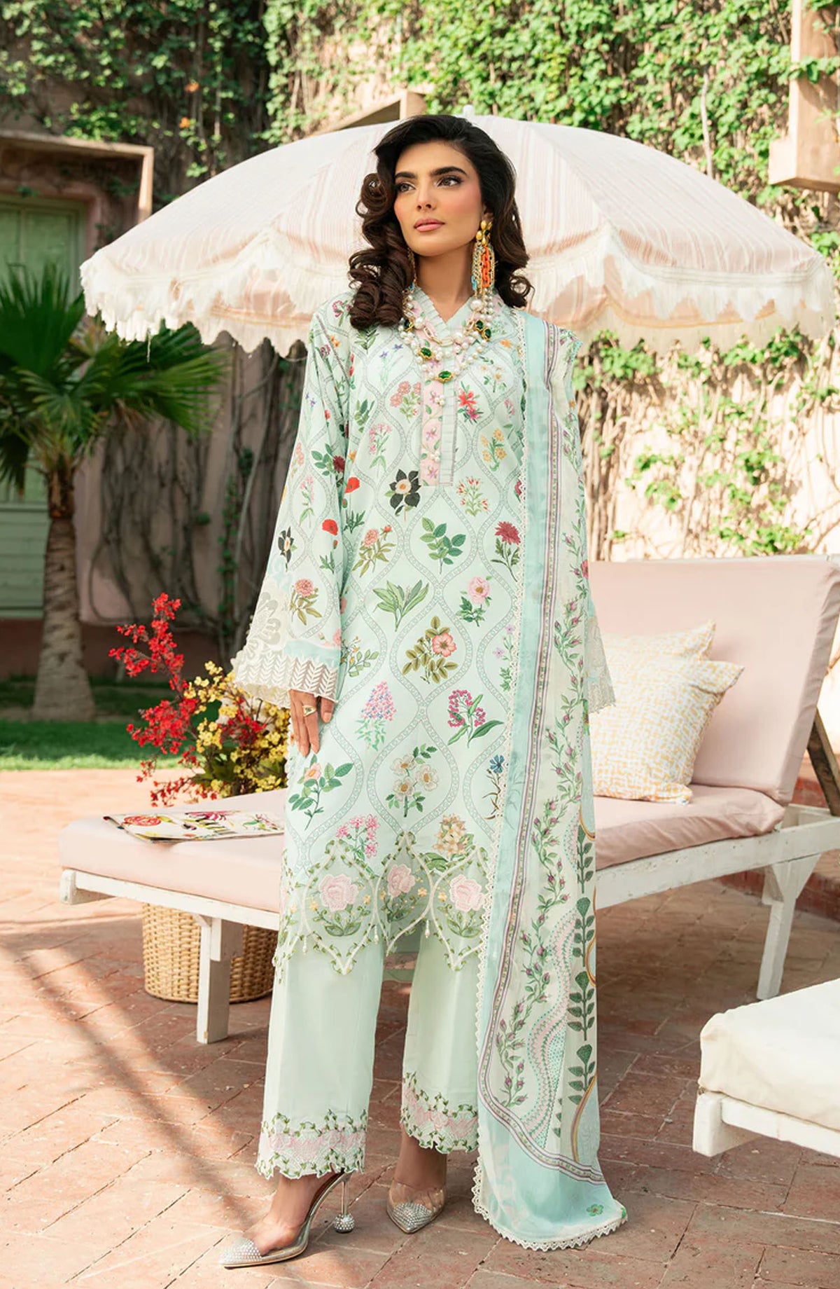 Cocktail by Sardinia Embroidered Lawn Unstitched 3 Piece Suit - D-1006 MARGARITA - SRD25CKT - Green - Summer Collection