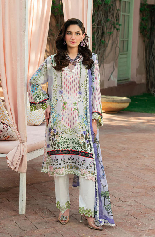 Cocktail by Sardinia Embroidered Lawn Unstitched 3 Piece Suit - D-1004 LAVENDER LATTE - SRD25CKT - White - Summer Collection