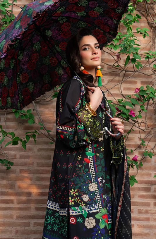 Cocktail by Sardinia Embroidered Lawn Unstitched 3 Piece Suit - D-1002 ESPRESSO - SRD25CKT - Black - Summer Collection