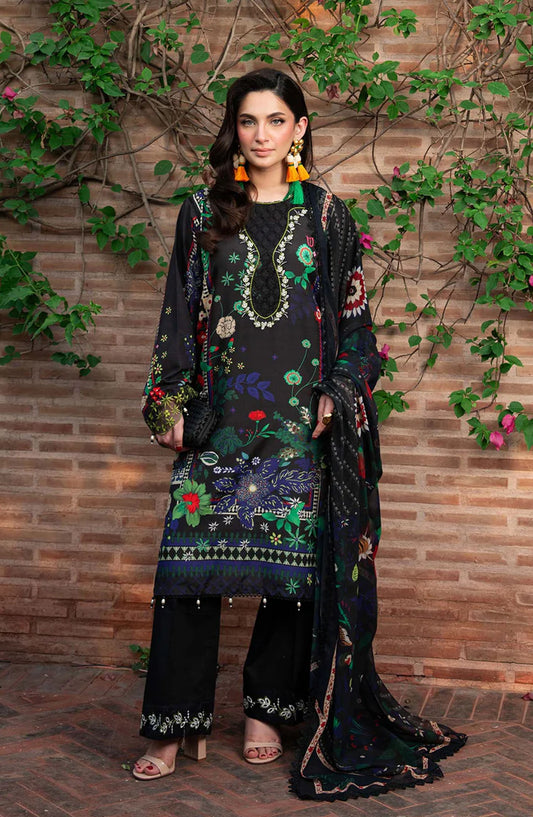 Cocktail by Sardinia Embroidered Lawn Unstitched 3 Piece Suit - D-1002 ESPRESSO - SRD25CKT - Black - Summer Collection