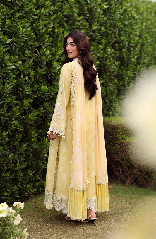 Sardinia Embroidered Lawn Unstitched 3 Piece Suit - Sunlit Trail - SRD26LW - Yellow - Summer Festive Collection