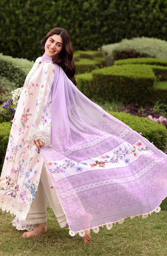 Sardinia Embroidered Lawn Unstitched 3 Piece Suit - Lavender Clouds - SRD26LW - Pink - Summer Festive Collection