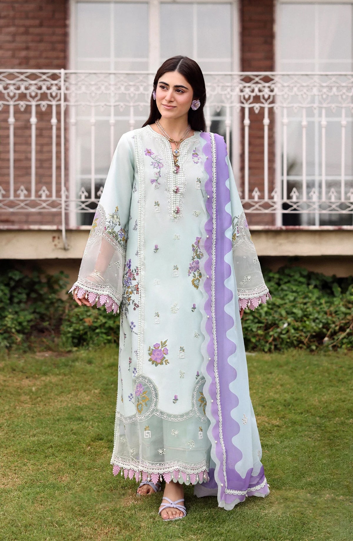 Sardinia Embroidered Lawn Unstitched 3 Piece Suit - Misty Morning - SRD26LW - Sky Blue - Summer Festive Collection