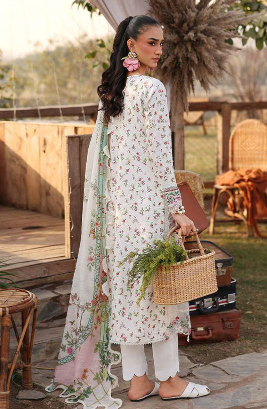 Sardinia Festive Embroidered Lawn Unstitched 3 Piece Suit - 1604-A PRIM ROSE - SRD26FS - White - Spring Summer Collection