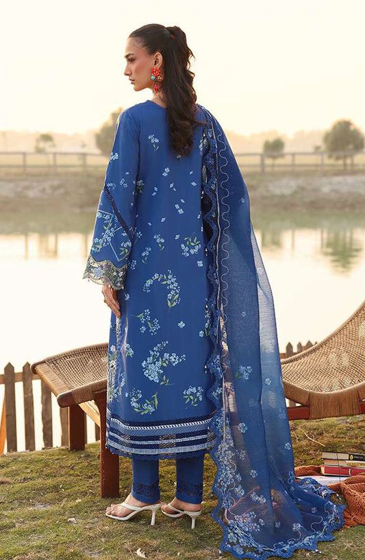 Sardinia Festive Embroidered Lawn Unstitched 3 Piece Suit - 1603-B RIVER SIDE - SRD26FS - Blue - Spring Summer Collection
