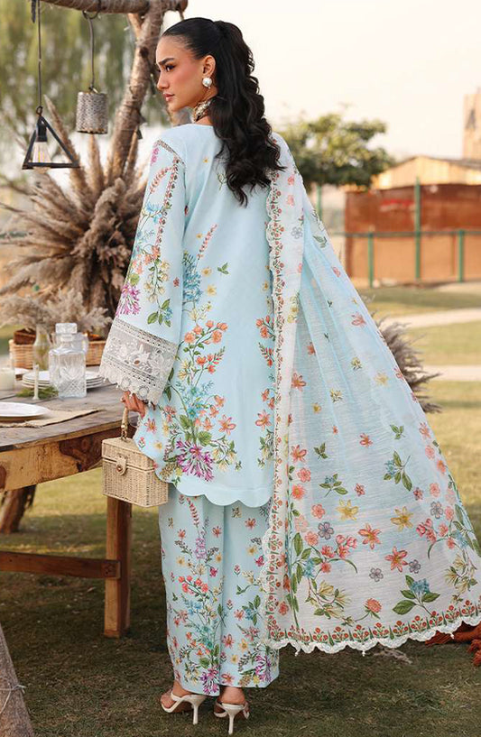 Sardinia Festive Embroidered Lawn Unstitched 3 Piece Suit - 1602-B WILD BLOOM - SRD26FS - Blue - Spring Summer Collection