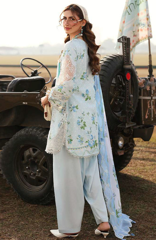 Sardinia Festive Embroidered Lawn Unstitched 3 Piece Suit - 1601-B SKY BELLS - SRD26FS - Blue - Spring Summer Collection