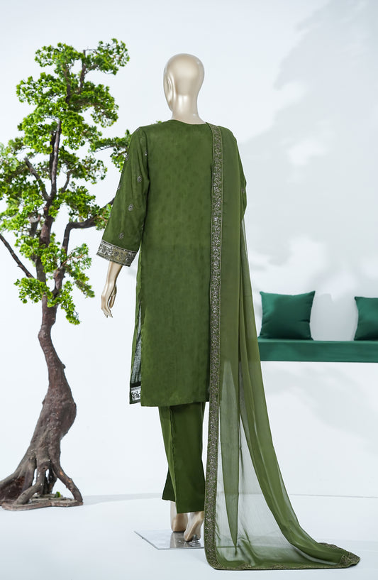 Sarom x Zari Motif by Amna Khadija Embroidered Lawn Stitched 3 Piece Suit - SZM-03 - AM26SZM - Green - Festive Collection