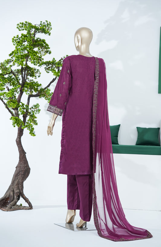 Sarom x Zari Motif by Amna Khadija Embroidered Lawn Stitched 3 Piece Suit - SZM-02 - AM26SZM - Purple - Festive Collection