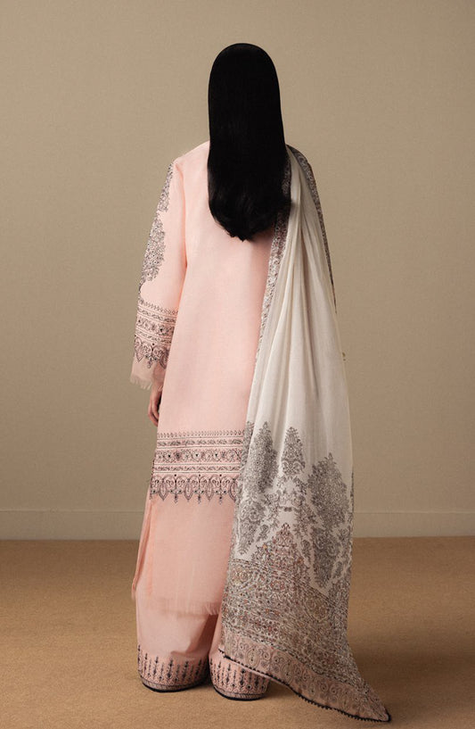 Satori by Zara Shahjahan Embroidered Lawn Unstitched 3 Piece Suit - AKAHANA-D11 - ZS26ST - Pink - Luxury Summer Collection