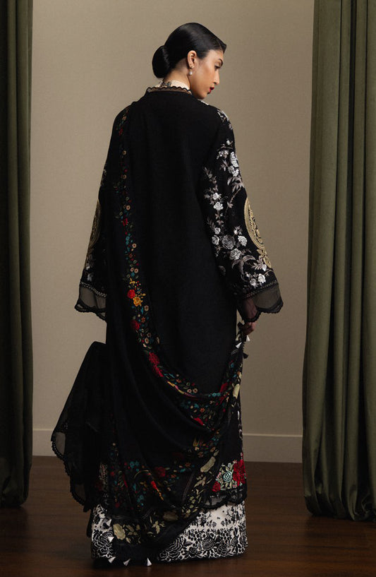 Satori by Zara Shahjahan Embroidered Lawn Unstitched 3 Piece Suit - TAKUMI-D10 - ZS26ST - Black - Luxury Summer Collection