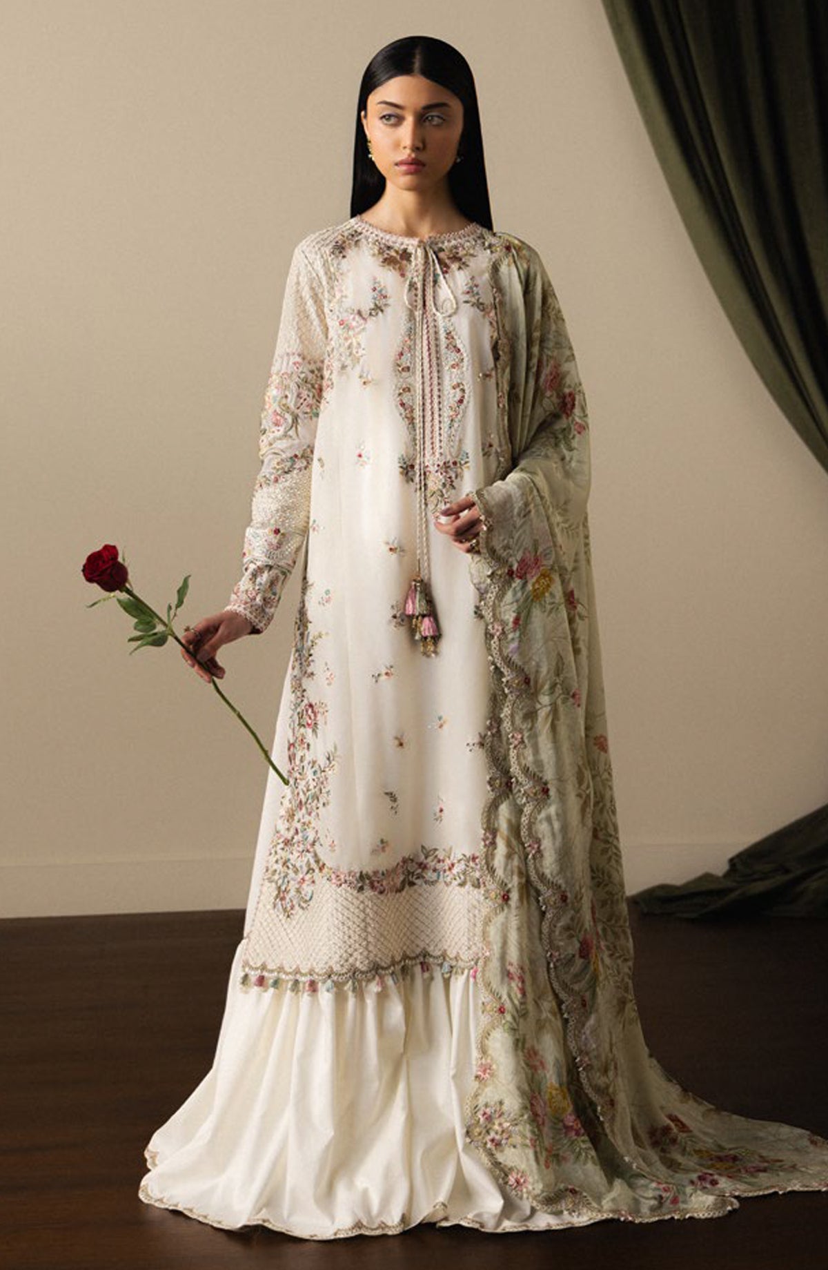 Satori by Zara Shahjahan Embroidered Lawn Unstitched 3 Piece Suit - SHIORI-D5 - ZS26ST - White - Luxury Summer Collection