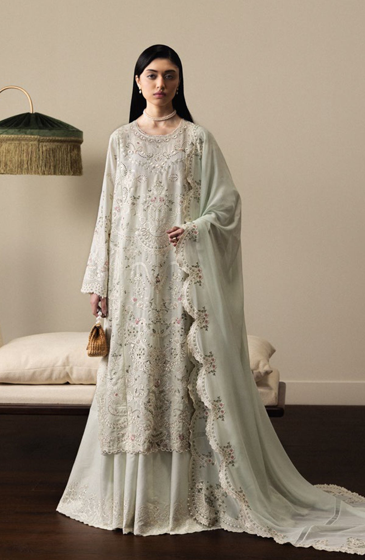 Satori by Zara Shahjahan Embroidered Lawn Unstitched 3 Piece Suit - AOIHA-D4 - ZS26ST - Mint - Luxury Summer Collection