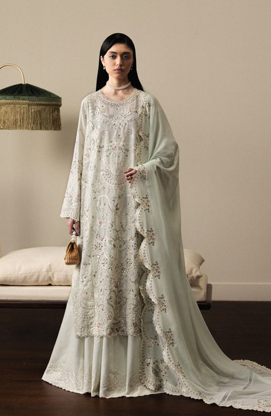 Satori by Zara Shahjahan Embroidered Lawn Unstitched 3 Piece Suit - AOIHA-D4 - ZS26ST - Mint - Luxury Summer Collection