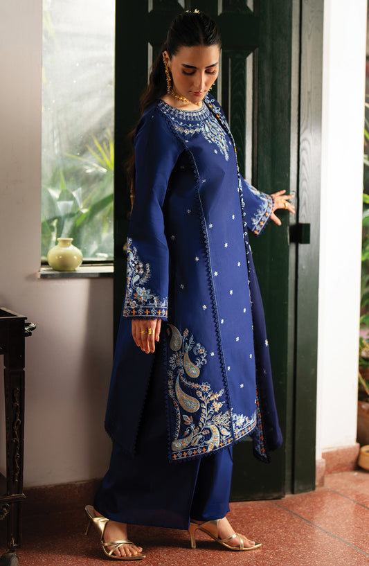 Satrangi by Mahnur Embroidered Lawn Unstitched 3 Piece Suit - S-10 - MH26ST - Blue - Summer Collection