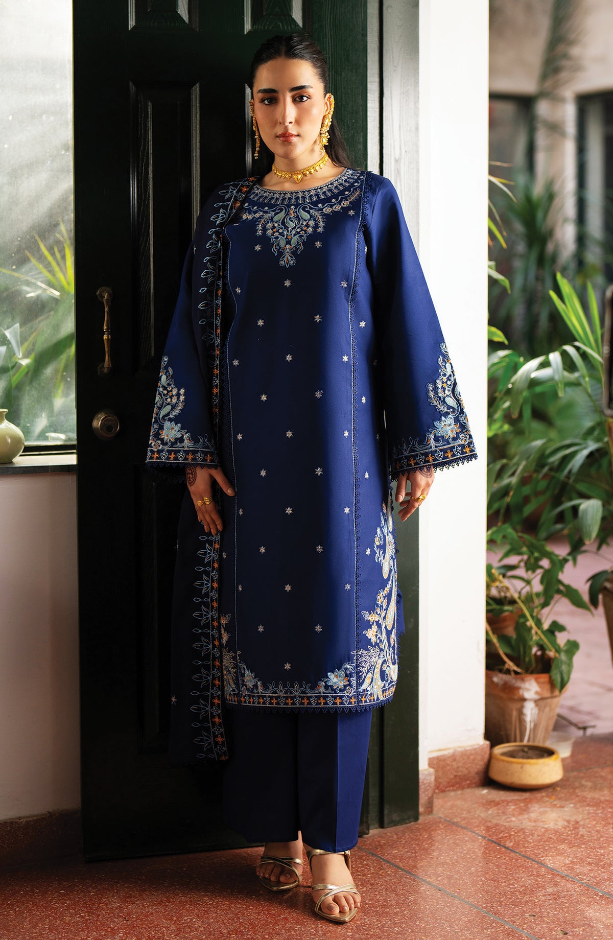 Satrangi by Mahnur Embroidered Lawn Unstitched 3 Piece Suit - S-10 - MH26ST - Blue - Summer Collection