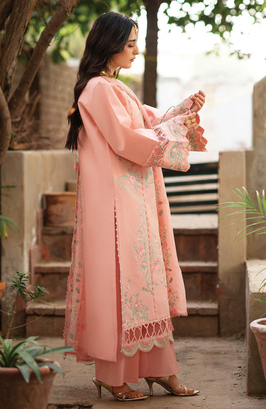 Satrangi by Mahnur Embroidered Lawn Unstitched 3 Piece Suit - S-05 - MH26ST - Pink - Summer Collection
