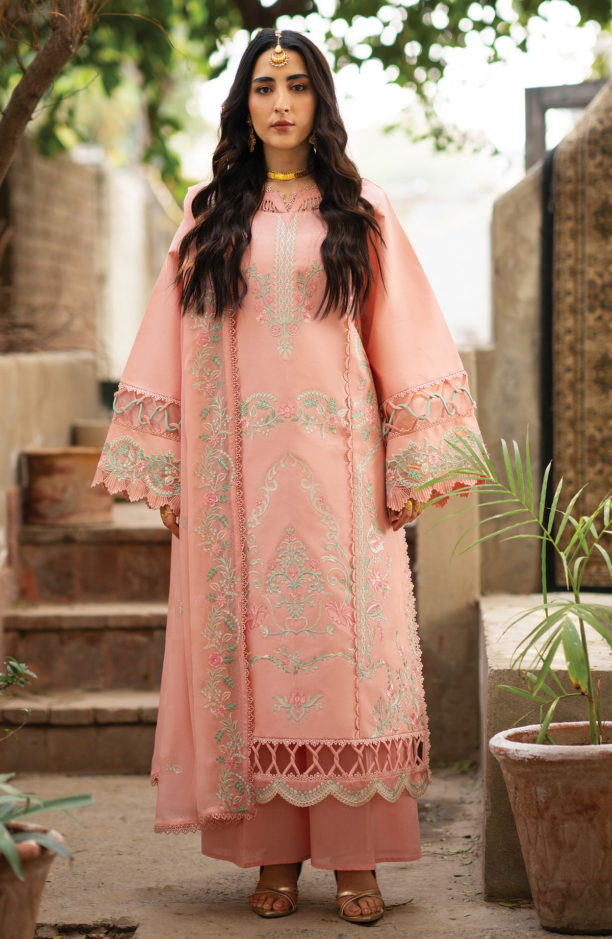 Satrangi by Mahnur Embroidered Lawn Unstitched 3 Piece Suit - S-05 - MH26ST - Pink - Summer Collection