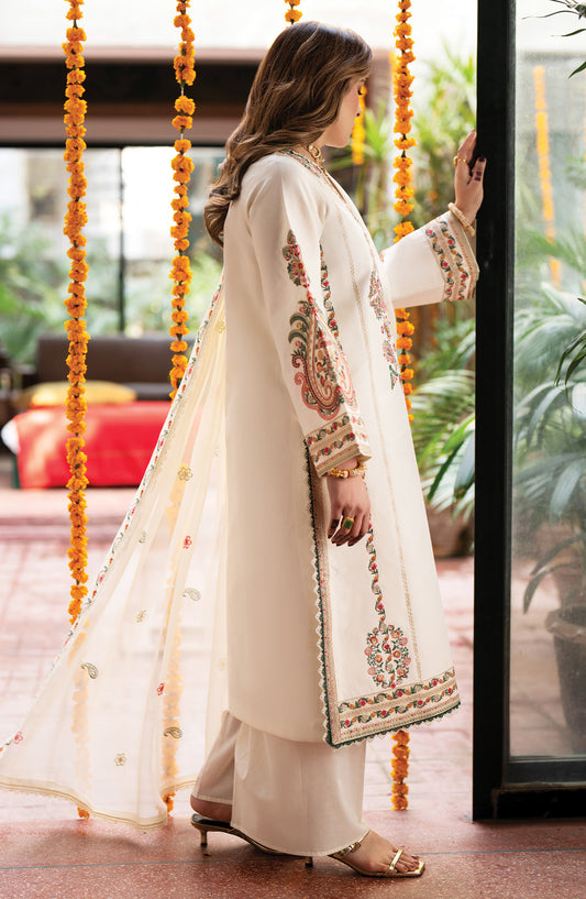 Satrangi by Mahnur Embroidered Lawn Unstitched 3 Piece Suit - S-06 - MH26ST - White - Summer Collection
