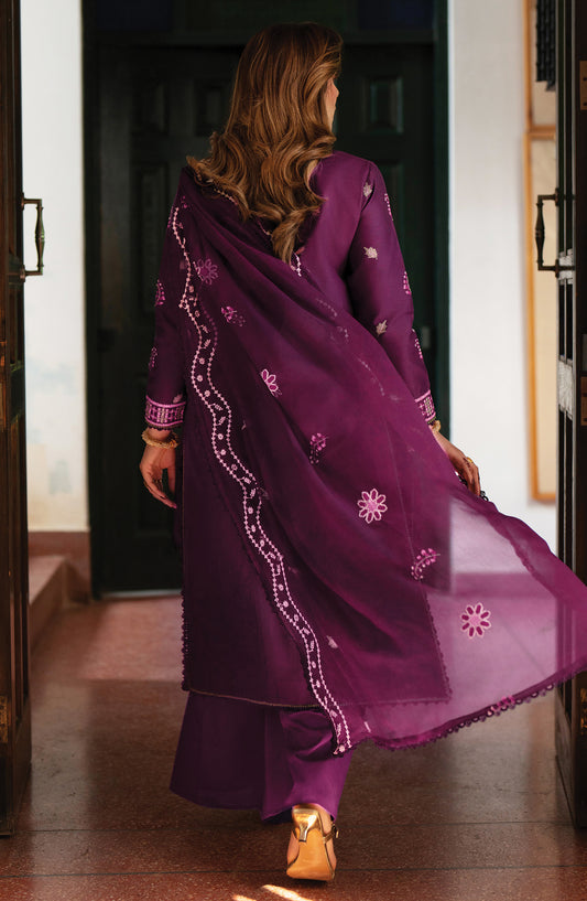 Satrangi by Mahnur Embroidered Lawn Unstitched 3 Piece Suit - S-04 - MH26ST - Purple - Summer Collection