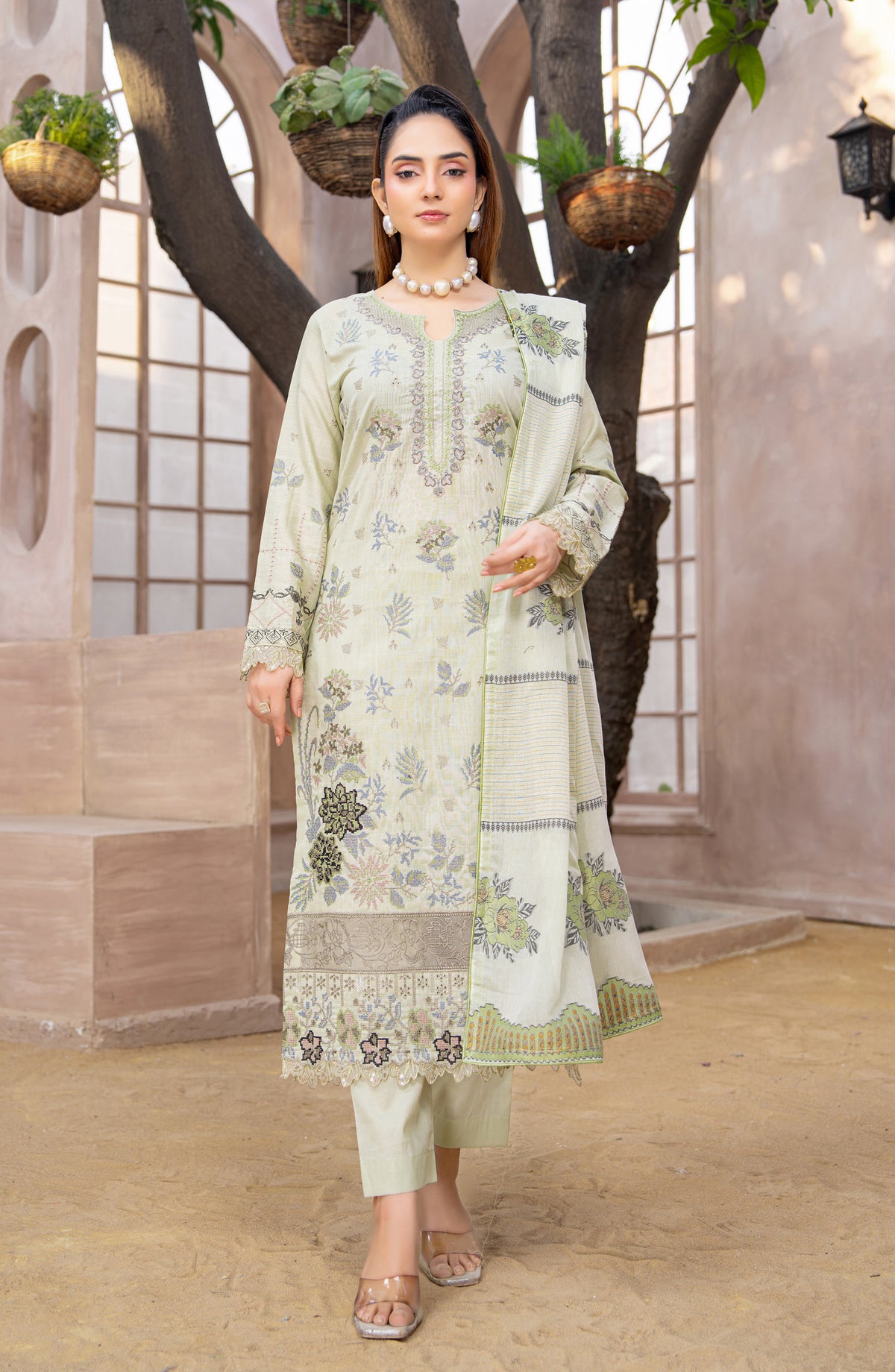 Sehar by Riaz Arts Embroidered Lawn Unstitched 3 Piece Suit - D-04 - RA26SHR - Green - Summer Collection