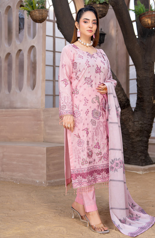 Sehar by Riaz Arts Embroidered Lawn Unstitched 3 Piece Suit - D-03 - RA26SHR - Pink - Summer Collection